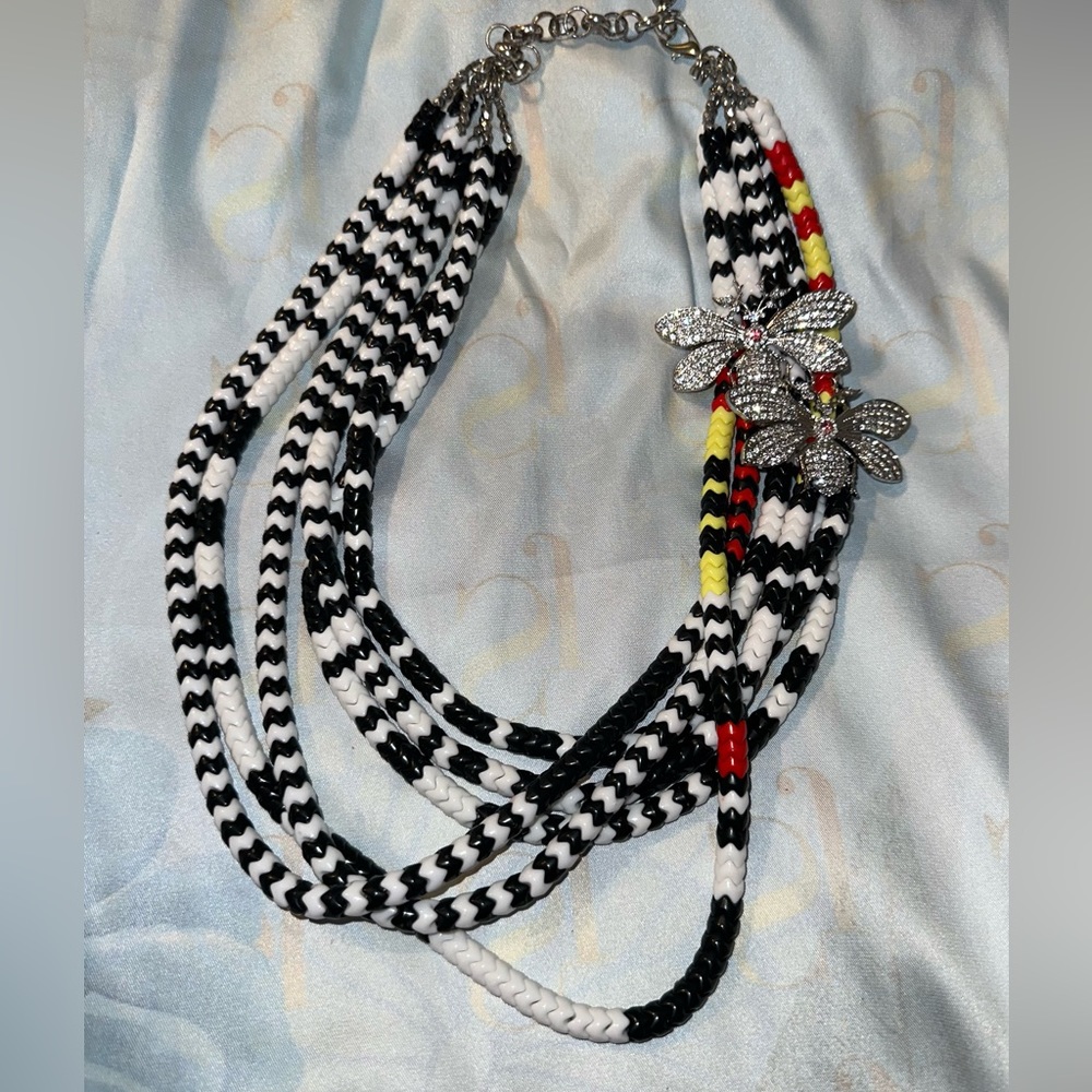 Tribal black and white beaded necklace